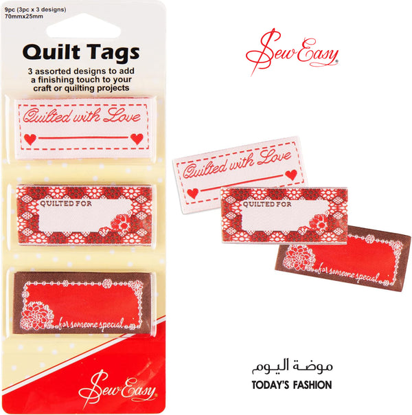 3 Assorted Designs Quilt Tags