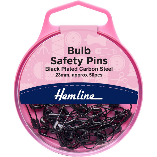 Bulb Safety Pins 23mm / 7/8″ Black Plated Carbon Steel 50 pcs