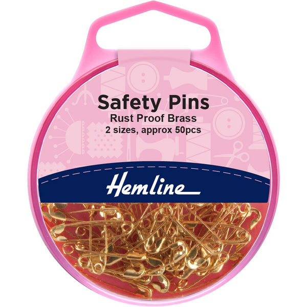 Safety Pins Assorted Sizes Rust Proof Brass 50 pcs