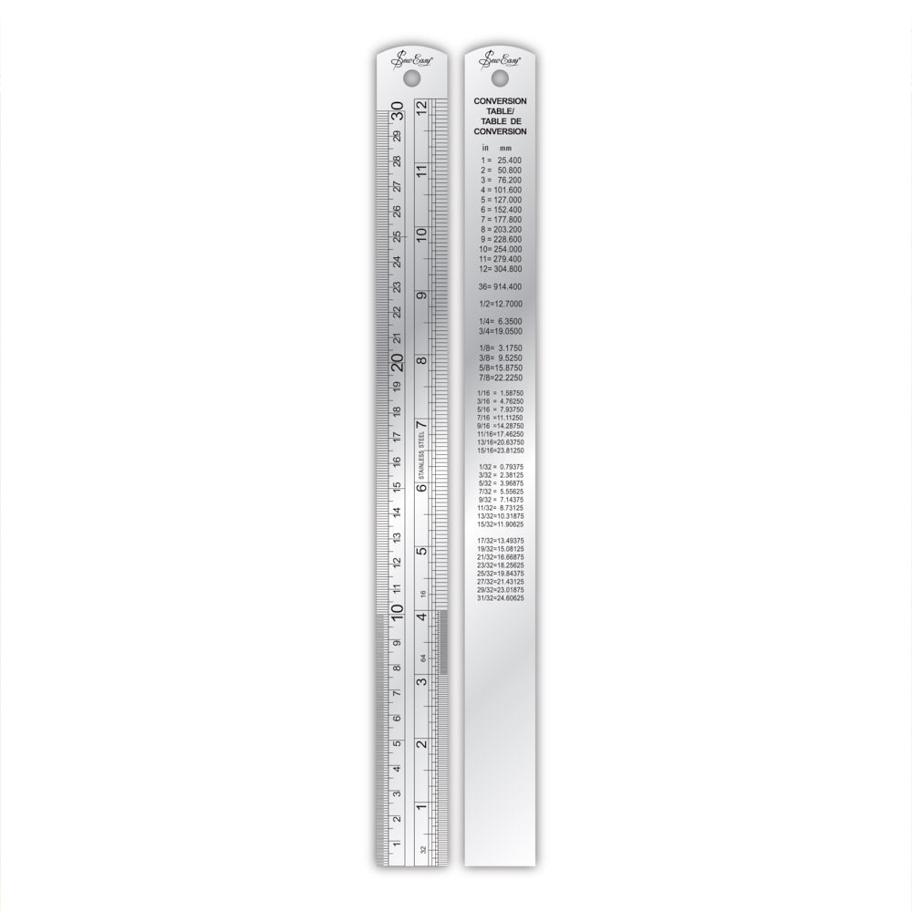 30cm / 12″ Metal Ruler with Conversion Table – Today's Fashion