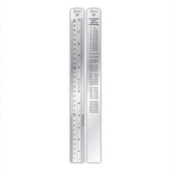 30cm / 12″ Metal Ruler with Conversion Table